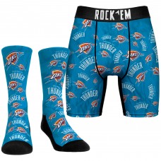 Oklahoma City Thunder Rock Em Socks All-Over Logo Boxer Briefs & Crew Socks Combo Pack - Blue