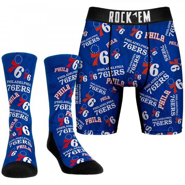 Носки и трусы Philadelphia 76ers Rock Em All-Over Logo - Royal