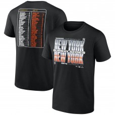 New York Yankees vs. New York Mets Fanatics Black 2025 Subway Series Roster T-Shirt