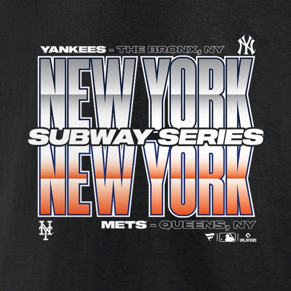 New York Yankees vs. New York Mets Fanatics Black 2025 Subway Series Roster T-Shirt