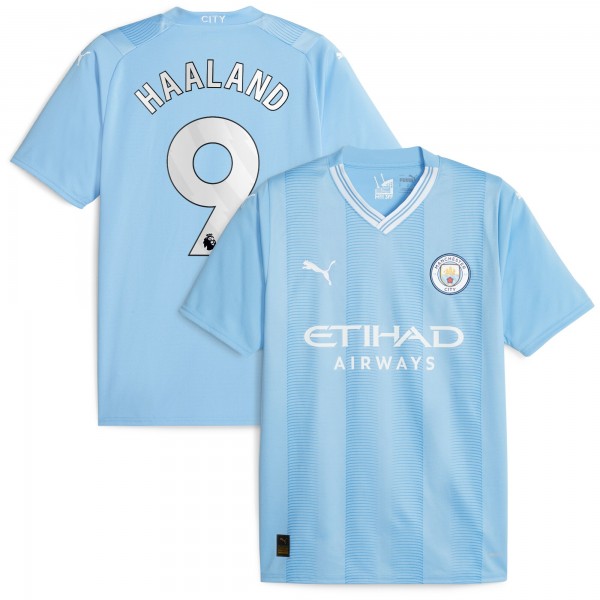 Игровая форма  Erling Haaland Manchester City Puma 2023/24 Home Replica Player - Sky Blue
