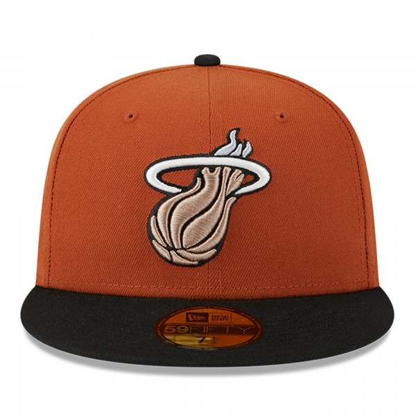 Бейсболка Miami Heat New Era Rust/Black Two-Tone 59FIFTY