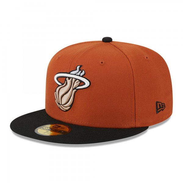 Бейсболка Miami Heat New Era Rust/Black Two-Tone 59FIFTY