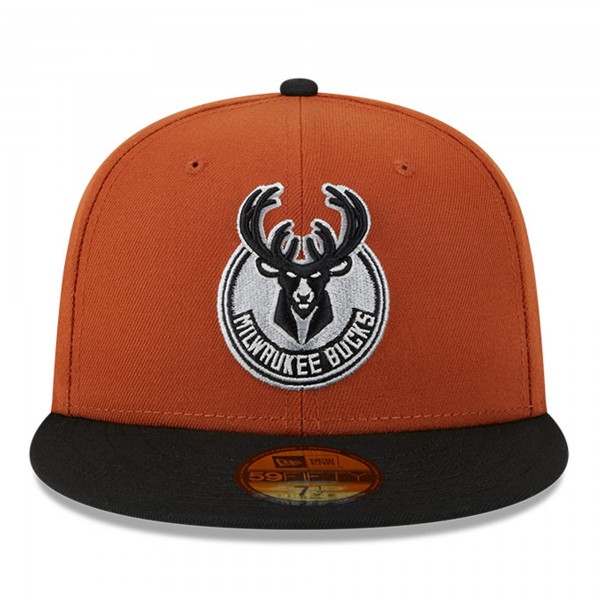 Бейсболка Milwaukee Bucks New Era Two-Tone 59FIFTY - Rust/Black