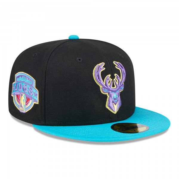 Бейсболка Milwaukee Bucks New Era Arcade Scheme 59FIFTY - Black/Turquoise