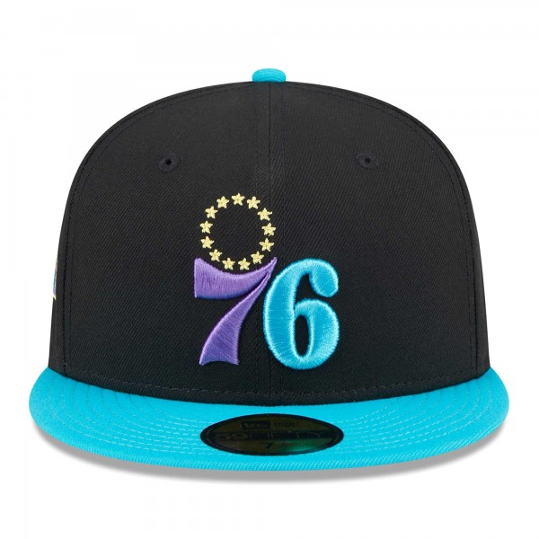 Бейсболка Philadelphia 76ers New Era Black/Turquoise Arcade Scheme 59FIFTY