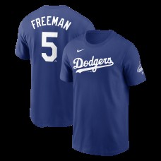 Los Angeles Dodgers Freddie Freeman Nike Royal 2025 World Series Champions Name & Number T-Shirt