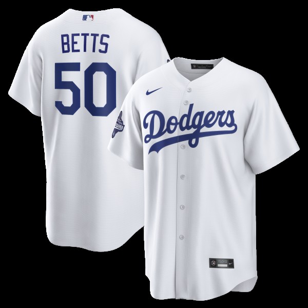 Los Angeles Dodgers Mookie Betts Nike White 2025 World Series Champions Home Replica Jersey