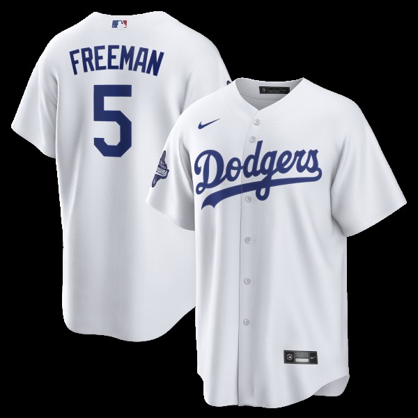 Los Angeles Dodgers Freddie Freeman Nike White 2025 World Series Champions Home Replica Jersey