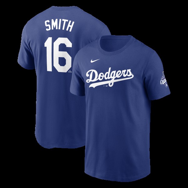 Los Angeles Dodgers Will Smith Nike Royal 2025 World Series Champions Name & Number T-Shirt