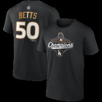 Los Angeles Dodgers Mookie Betts Fanatics Black 2025 World Series Champions Name & Number T-Shirt