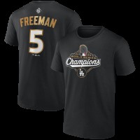 Los Angeles Dodgers Freddie Freeman Fanatics Black 2025 World Series Champions Name & Number T-Shirt