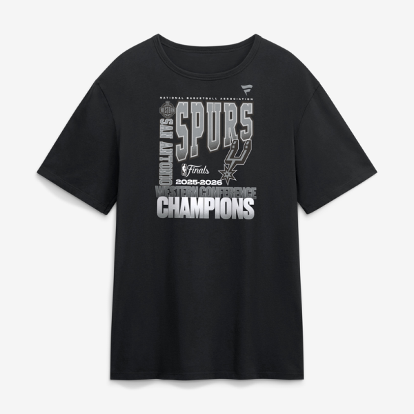 Футболка San Antonio Spurs Fanatics Black 2026 NBA Western Conference Champions Stacked Block