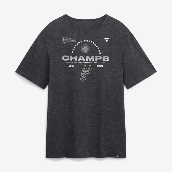 Футболка San Antonio Spurs Fanatics Heather Charcoal 2026 NBA Western Conference Champions Roster