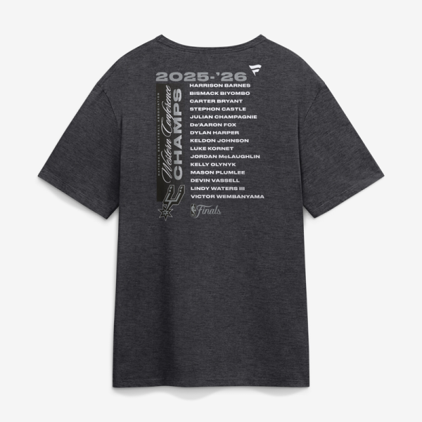 Футболка San Antonio Spurs Fanatics Heather Charcoal 2026 NBA Western Conference Champions Roster