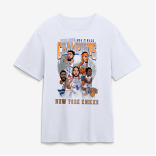 Футболка New York Knicks Fanatics White 2026 NBA Finals Champions Caricature Roster Heritage