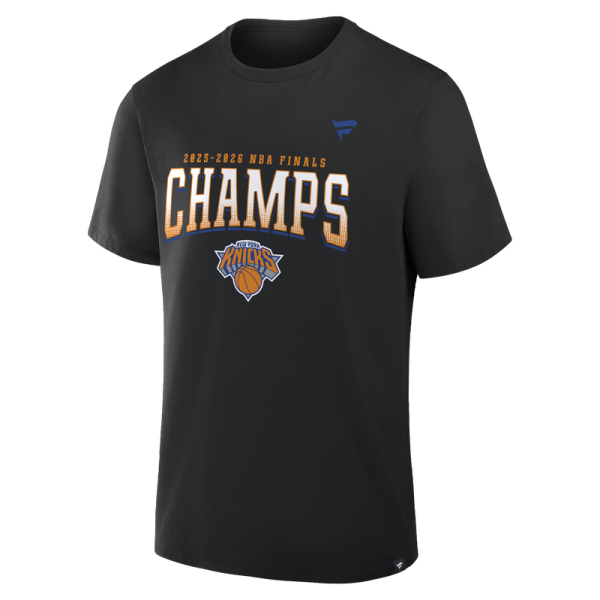Футболка New York Knicks Fanatics Black 2026 NBA Finals Champions Roster Trophy