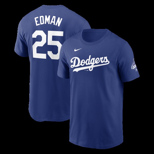Los Angeles Dodgers Tommy Edman Nike Royal 2025 World Series Champions Name & Number T-Shirt