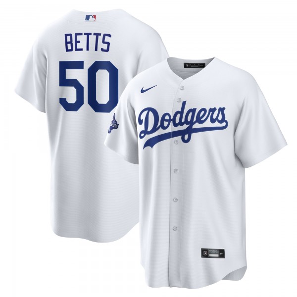 Los Angeles Dodgers Mookie Betts Nike White Home 2025 World Series Champions Replica Jersey