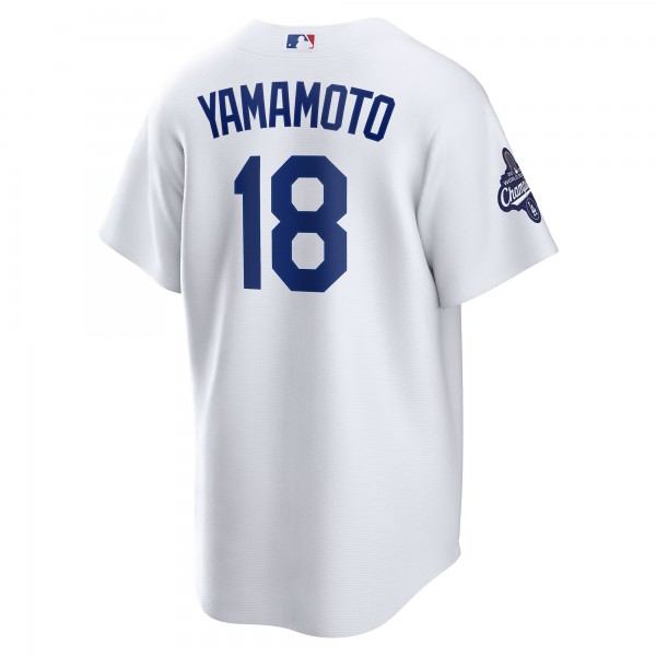 Los Angeles Dodgers Yoshinobu Yamamoto Nike White 2025 World Series Champions Home Replica Jersey