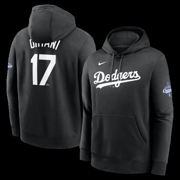 Los Angeles Dodgers Shohei Ohtani Nike Black 2025 World Series Champions Name & Number Hoodie