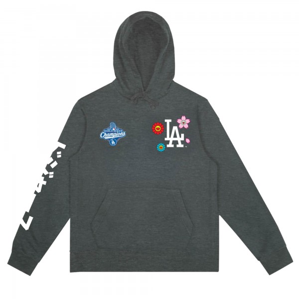 Unisex Murakami x Los Angeles Dodgers Fanatics Heather Charcoal 2025 World Series Champions Legacy Fleece Hoodie