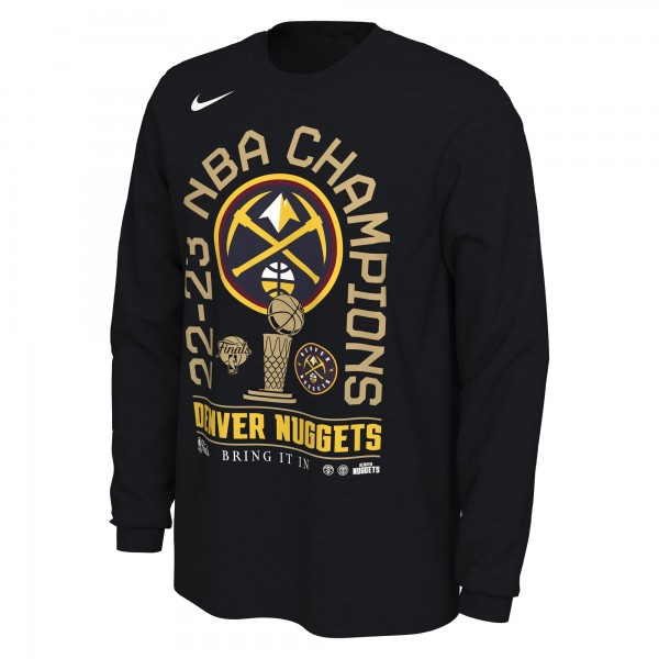 Чемпионская футболка Denver Nuggets Nike 2023 NBA Finals Champions Locker Room Long Sleeve - Black