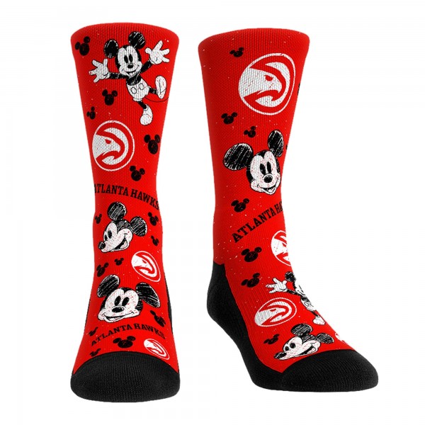 Три пары носков Mickey Mouse Atlanta Hawks Rock Em Unisex Disney Crew - Red