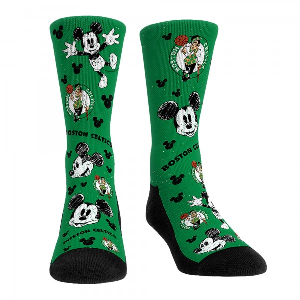 Три пары носков Mickey Mouse Boston Celtics Rock Em Unisex Disney Crew - Kelly Green