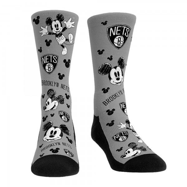 Три пары носков Mickey Mouse Brooklyn Nets Rock Em Unisex Disney Crew - Gray