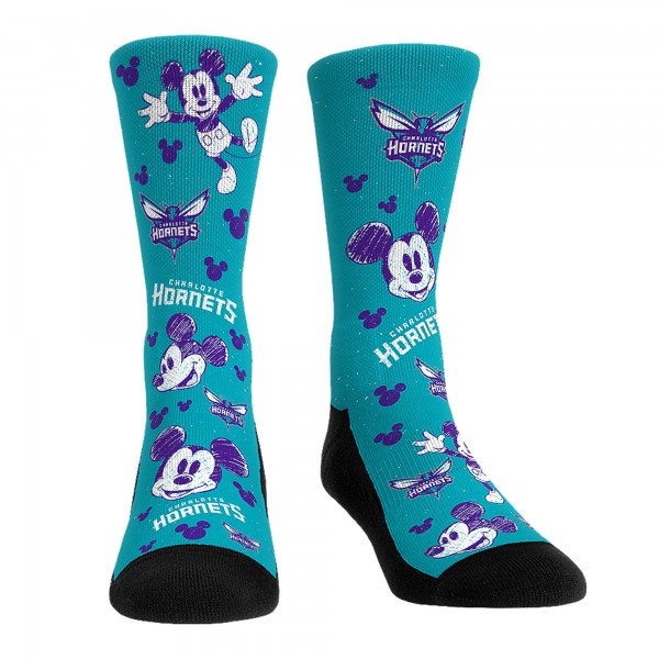 Три пары носков Mickey Mouse Charlotte Hornets Rock Em Unisex Disney Crew - Teal