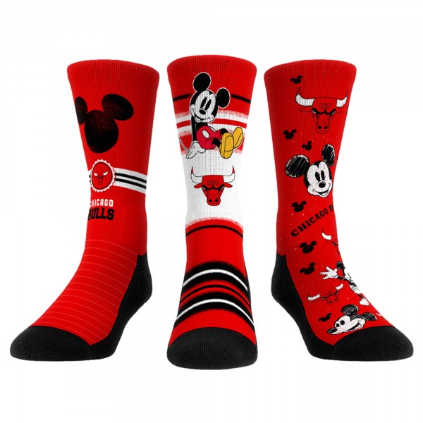 Три пары носков Mickey Mouse Chicago Bulls Rock Em Unisex Disney Crew - Red