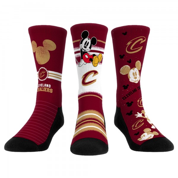 Три пары носков Mickey Mouse Cleveland Cavaliers Rock Em Unisex Disney Crew - Wine