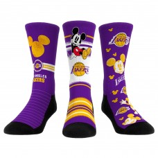 Три пары носков Mickey Mouse Los Angeles Lakers Rock Em Unisex Disney Crew - Purple