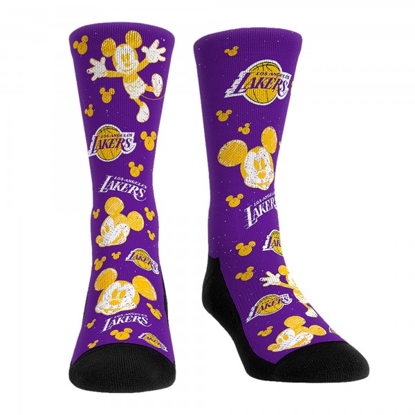 Три пары носков Mickey Mouse Los Angeles Lakers Rock Em Unisex Disney Crew - Purple