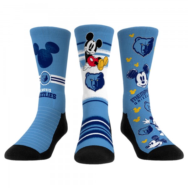 Три пары носков Mickey Mouse Memphis Grizzlies Rock Em Unisex Disney Crew - Light Blue
