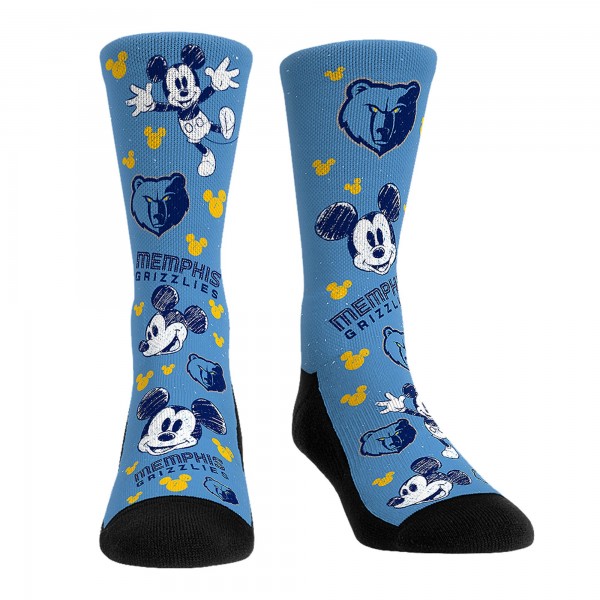 Три пары носков Mickey Mouse Memphis Grizzlies Rock Em Unisex Disney Crew - Light Blue
