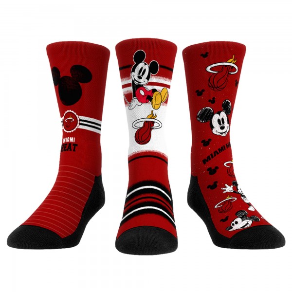 Три пары носков Mickey Mouse Miami Heat Rock Em Unisex Disney Crew - Red