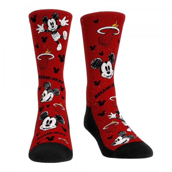 Три пары носков Mickey Mouse Miami Heat Rock Em Unisex Disney Crew - Red