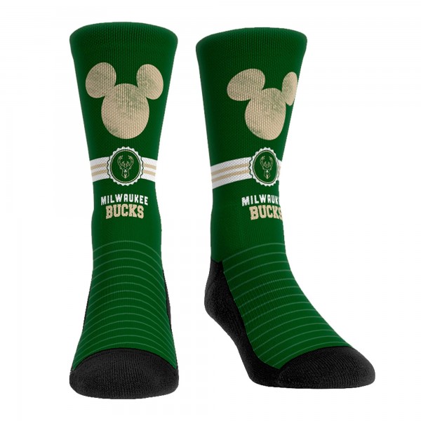Три пары носков Mickey Mouse Milwaukee Bucks Rock Em Unisex Disney Crew - Hunter Green