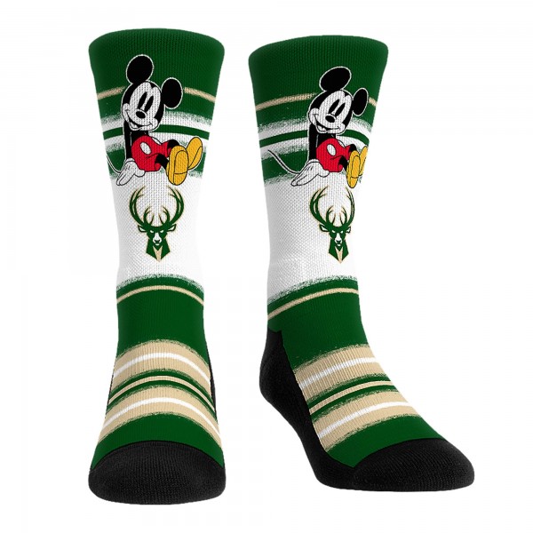 Три пары носков Mickey Mouse Milwaukee Bucks Rock Em Unisex Disney Crew - Hunter Green