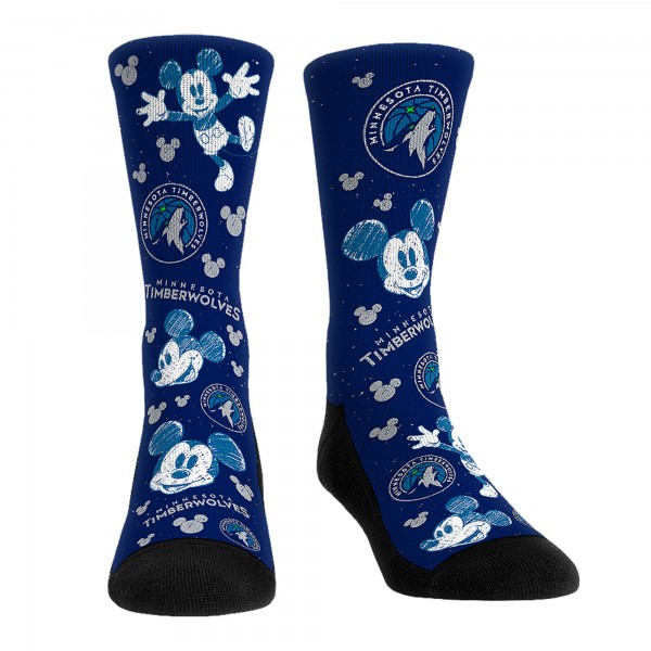 Три пары носков Mickey Mouse Minnesota Timberwolves Rock Em Unisex Disney Crew - Navy