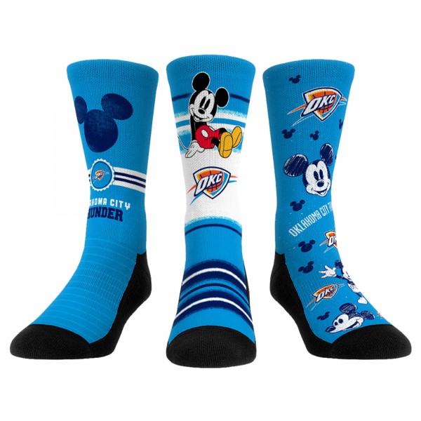 Три пары носков Mickey Mouse Oklahoma City Thunder Rock Em Unisex Disney Crew - Light Blue