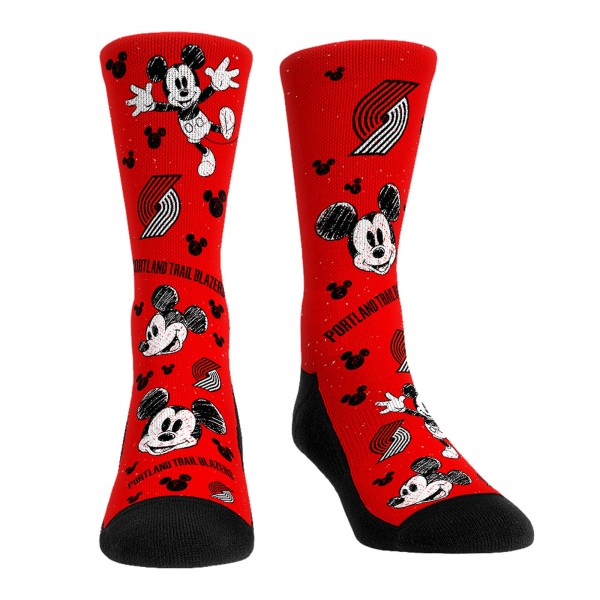 Три пары носков Mickey Mouse Portland Trail Blazers Rock Em Unisex Disney Crew - Red