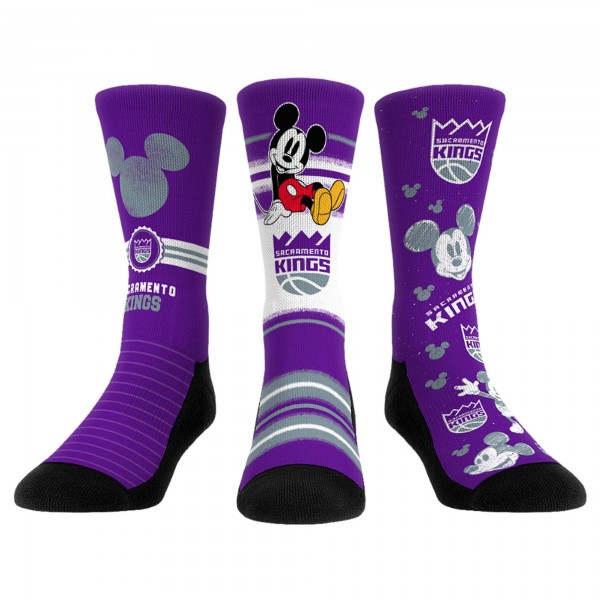 Три пары носков Mickey Mouse Sacramento Kings Rock Em Unisex Disney Crew - Purple