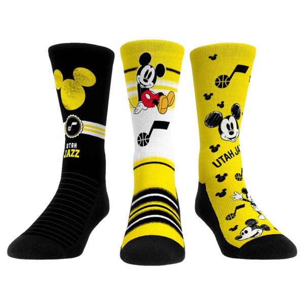 Три пары носков Mickey Mouse Utah Jazz Rock Em Unisex Disney Crew - Gold