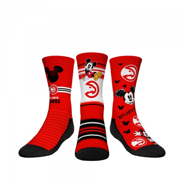 Три пары носков Mickey Mouse Atlanta Hawks Rock Em Youth Disney Crew - Red