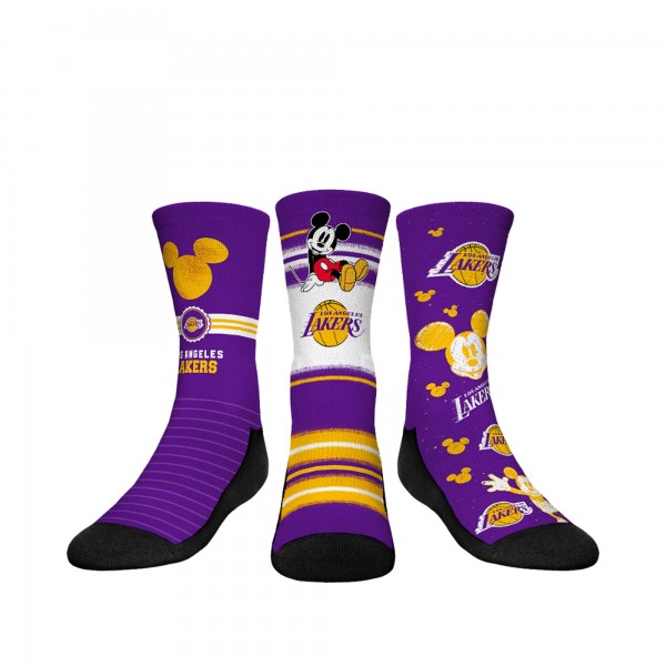 Три пары носков Mickey Mouse Los Angeles Lakers Rock Em Youth Disney Crew - Purple