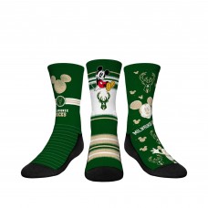 Три пары носков Mickey Mouse Milwaukee Bucks Rock Em Youth Disney Crew - Hunter Green