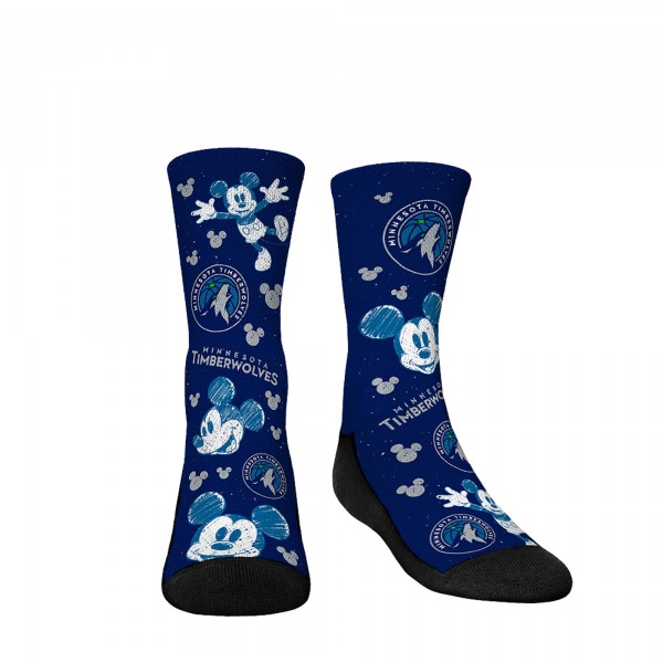 Три пары носков Mickey Mouse Minnesota Timberwolves Rock Em Youth Disney Crew - Navy